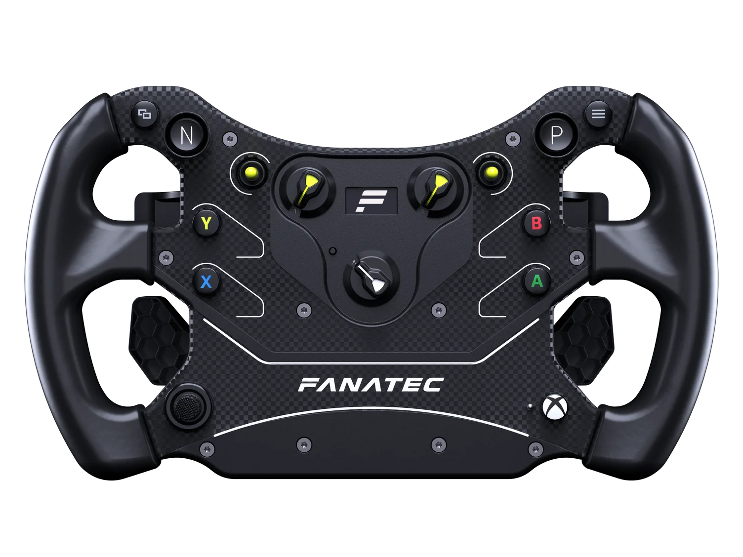Fanatec CSL Steering Wheel GT3 with Xbox button layout, front view on white